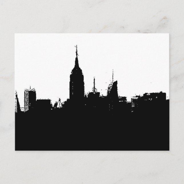 Pop Art New York Skyline Silhouette Postkarte (Vorderseite)