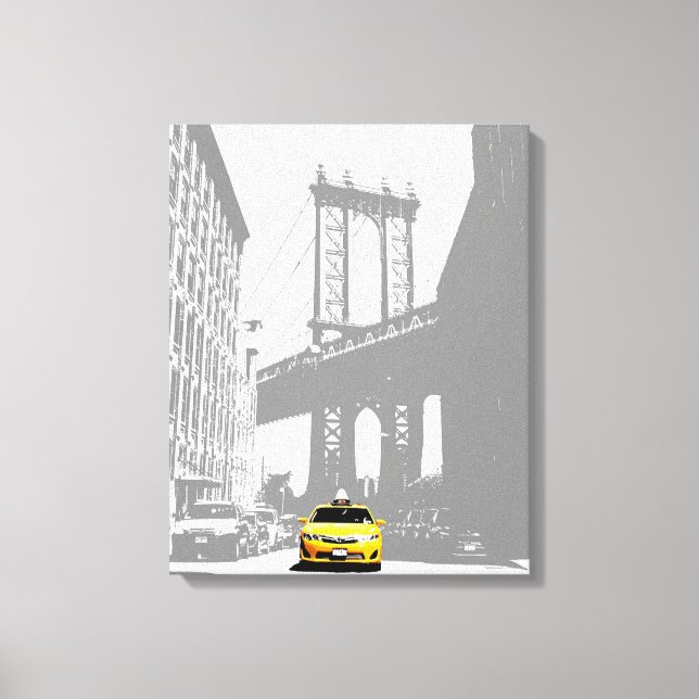 Pop Art Nyc Gelbes Taxi New York City Brooklyn Leinwanddruck (Vorderseite)