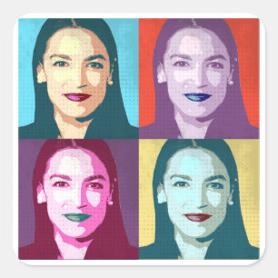 Pop Art Ocasio-Cortez Quadratischer Aufkleber