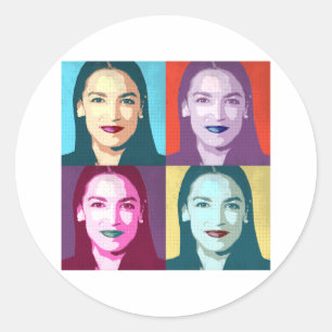 Pop Art Ocasio-Cortez Runder Aufkleber