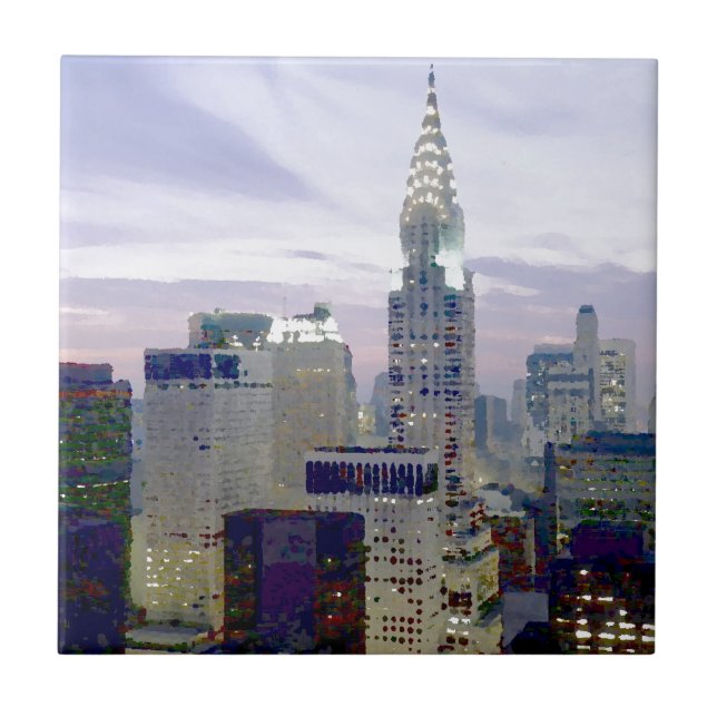 Pop Art Oil Paint Effect New York Fliese (Vorderseite)
