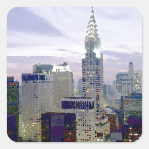 Pop Art Oil Paint Effect New York Quadratischer Aufkleber