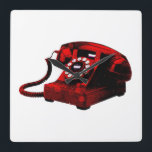 Pop Art Old Desk Telefon Box Square Wallclock Quadratische Wanduhr<br><div class="desc">Old Retro Telefone Box Pop Art Art Digitales Kunstwerk</div>