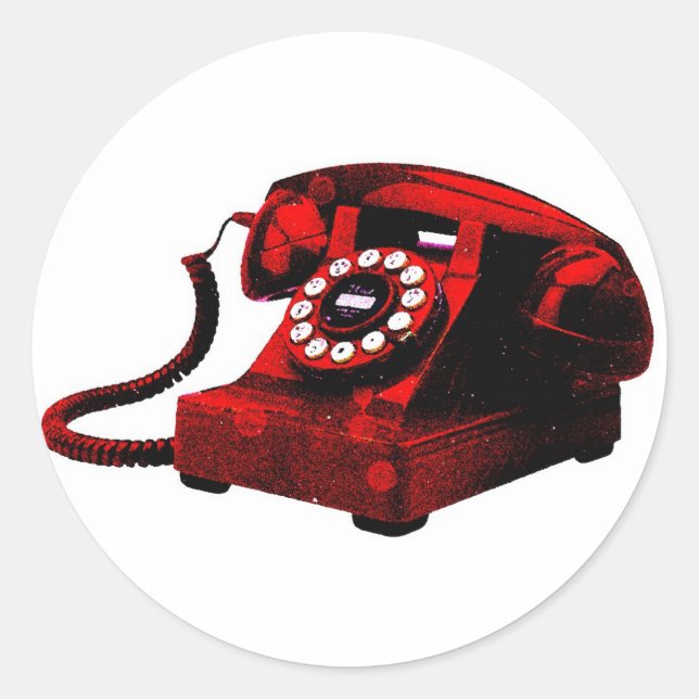 Pop Art Old Desk Telefonkasten Runder Aufkleber (Vorderseite)
