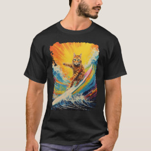 Pop Art Orange Ginger Cat Paddle Surfen T-Shirt