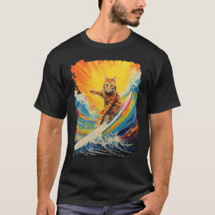 Pop-Art-Orange-Ingwer-Katze-Paddle-Board-Surfen T-Shirt