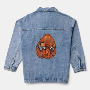 Pop-Art-Orange-Oktopus Retro-Comic-Grafik Jeansjacke
