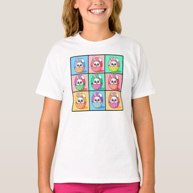 Pop Art Osterfest Bunny und Ostereier T-Shirt (Vorderseite)