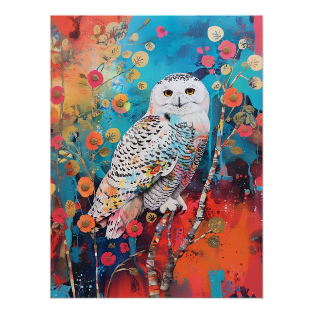 Pop Art Owl Decoupage Poster (Vorderseite)