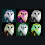 Pop Art Owl Poster<br><div class="desc">Großartiger Plakatdruck im Pop-Art-Stil, mit einer Scheuneneule in 6 verschiedenen Farben. Stilvolles Plakat für jeden Vogelliebhaber.</div>