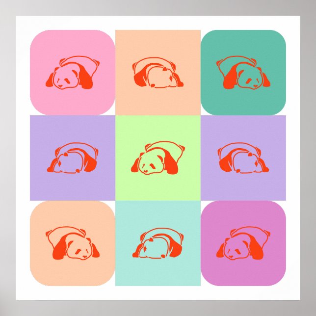 Pop Art Panda Bear Mix Poster (Vorne)