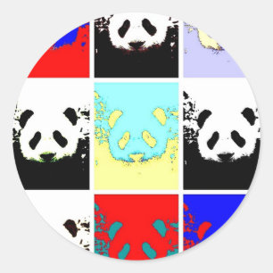 Pop Art Panda Runder Aufkleber
