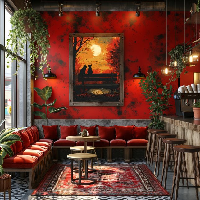 Pop Art: Pareja de Gatos bajo la Luna Fotodruck (Von Creator hochgeladen)