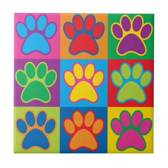 Pop Art Paws Fliese (Vorderseite)