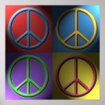 Pop Art Peace Sign Poster<br><div class="desc">Mit diesem Pop Art Peace Sign Poster mit vier farbenprächtigen Friedenszeichen in lustigen und funky Farben im Hippie-Stil vermitteln Sie Spaß und Ruhe. Klicken Sie auf eines der Poster-Symbole unten,  um dieses Poster in größerem Format anzuzeigen.</div>