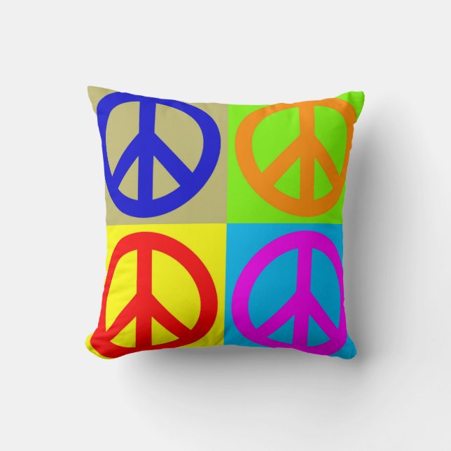 Pop Art Peace Symbol Polyester-Kissen Kissen (Vorderseite)