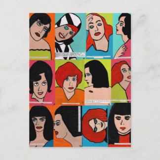 Pop Art People Collage Postkarte