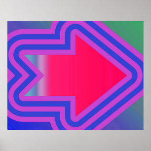Pop Art Pfeil nach rechts blau und Lila Poster