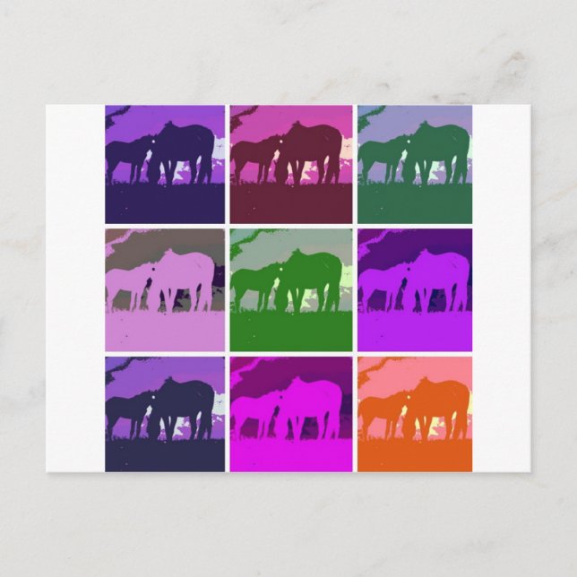 Pop Art Pferde Postkarte (Vorderseite)