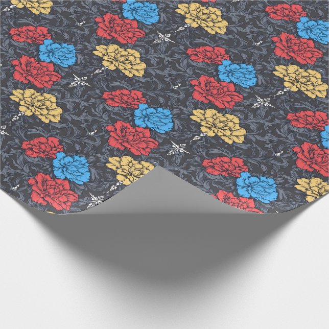 Pop-Art-Pfingstrosen-Blumenverpackungspapier Geschenkpapier (Ecke)