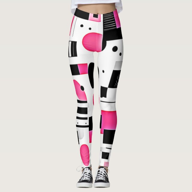 Pop Art Pink Geometry Design Leggings (Vorderseite)