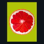 Pop Art pink grapefruit original wassercolor Poster<br><div class="desc">Eine niedliche und farbenfrohe rosa Grapefruitfruitscheibe aus einem Originalgemälde der Künstlerin Sacha Grossel. Dieses große Fruchtstück im Pop ist rosa orange und sehr hell und farbenfroh,  vor einem Limonen Hintergrund,  der sich an die Kiefer anpasst. Quirkisch und originell.</div>