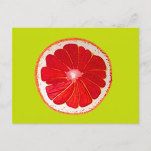 Pop Art pink grapefruit original wassercolor Postkarte