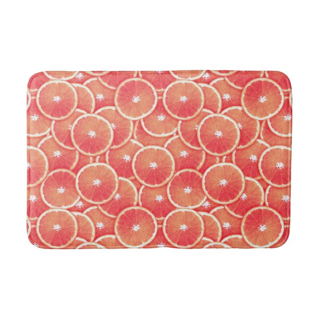 Pop Art Pink Grapefruit Slices Badematte (Vorderseite)