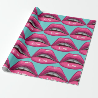 Pop Art Pink Lips Makeup Geschenkpapier