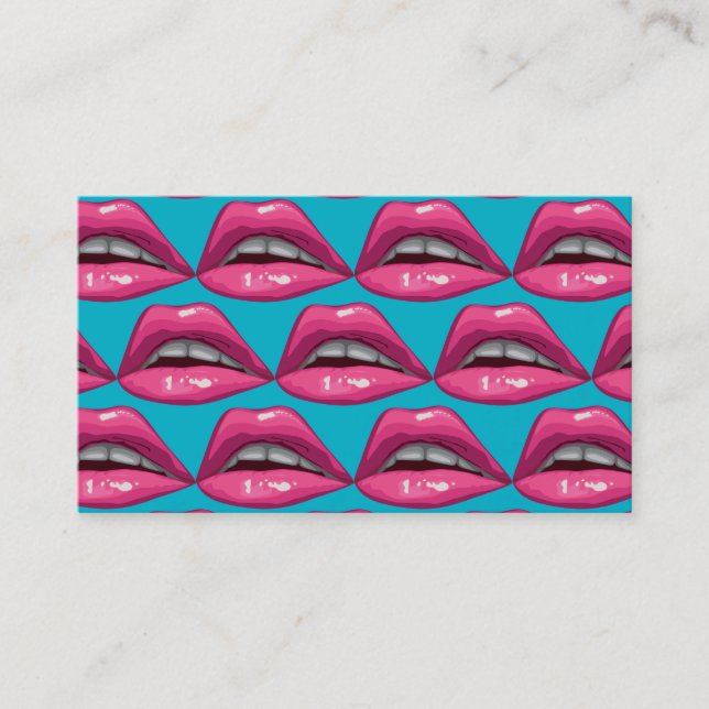 Pop Art Pink Lips Makeup Visitenkarte (Vorderseite)