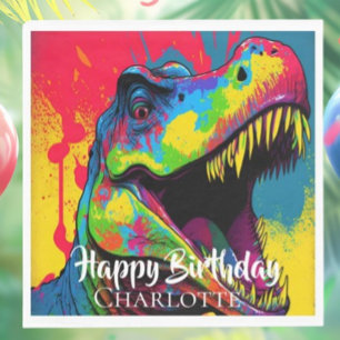Pop Art Pink T-Rex Geburtstag Serviette