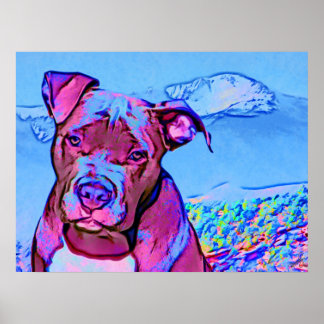 Pop Art Pit Bull Welpenhund Poster