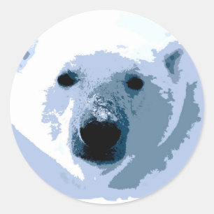 Pop Art Polar Bear Runder Aufkleber