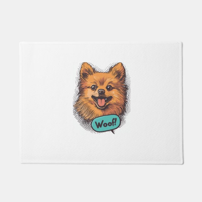 Pop Art Pomeranian – Retro Comic Hund Fußmatte (Vorderseite)