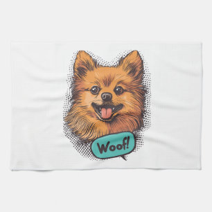 Pop Art Pomeranian � Retro Comic Hund Geschirrtuch