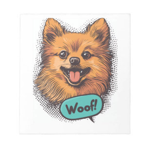 Pop Art Pomeranian � Retro Comic Hund Notizblock