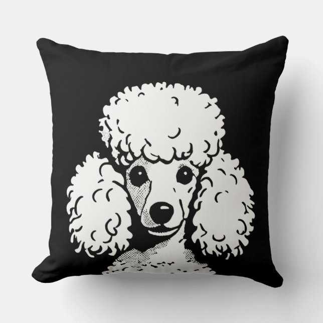 Pop Art Poodle Black & White Chic Ästhetik Kissen (Vorderseite)
