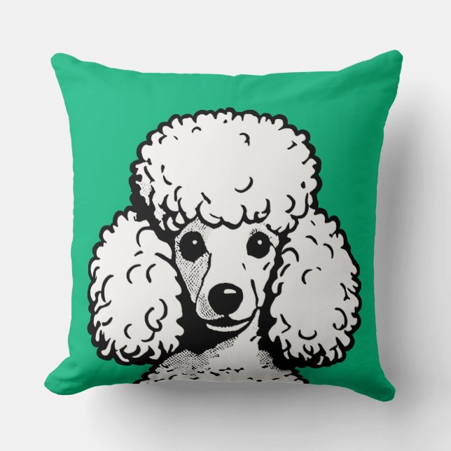 Pop Art Poodle Green & White Chic Ästhetik Kissen (Vorderseite)
