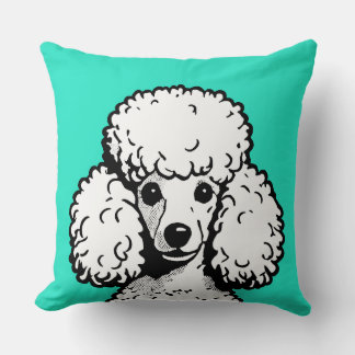 Pop Art Poodle Mint & White Chic Ästhetik Kissen