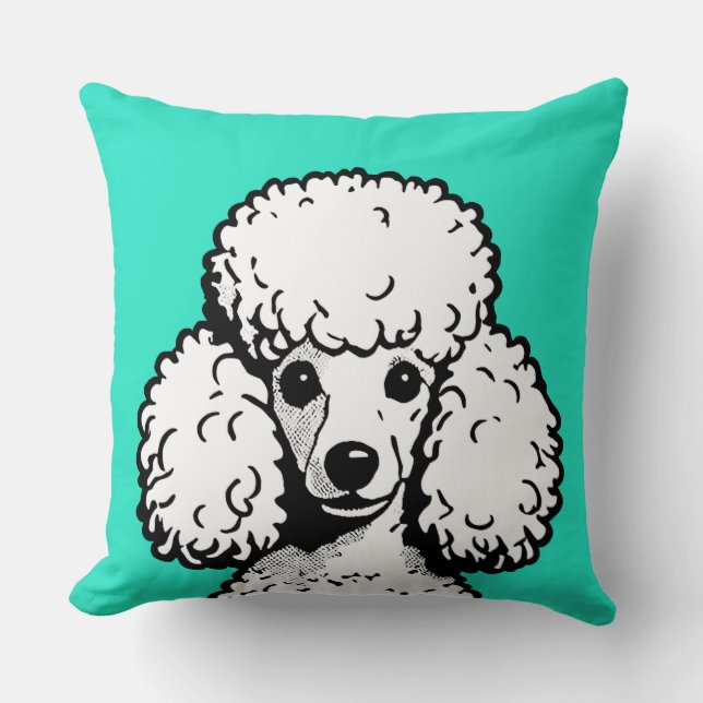 Pop Art Poodle Mint & White Chic Ästhetik Kissen (Vorderseite)