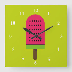 Pop Art popsicle fruity watermelon Quadratische Wanduhr