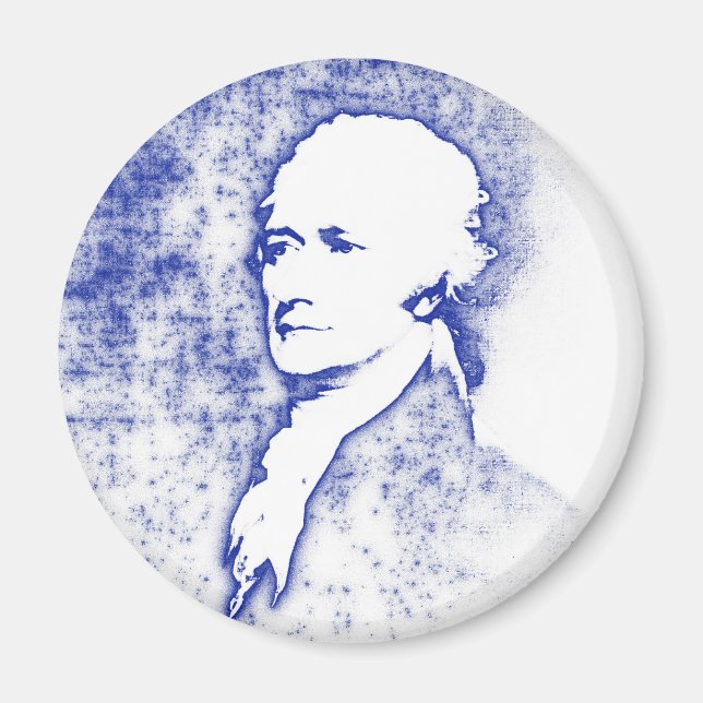 Pop Art Portrait Alexander Hamilton in Blau Magnet (Vorne)