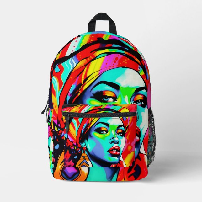 Pop Art Portrait Bedruckter Rucksack (Vorderseite)
