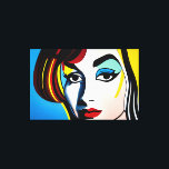Pop Art Portrait Canvas Leinwanddruck<br><div class="desc">In der Leinwand "Öl" präsentieren wir ein farbenprächtiges Pop-Kunstporträt einer Frau, die vom ikonischen Stil des Pop Roy Lichtenstein inspiriert ist. Dieses Gemälde erfasst das Wesen der Pop-Kunstbewegung mit seinen kühnen Farben, grafischen Elementen und der in Comic buchstäblich inspiriert Ästhetik. Das Portrait zeigt eine Frau mit übertriebenen Merkmalen und einer...</div>