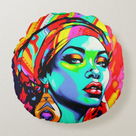 Pop Art Portrait Rundes Kissen