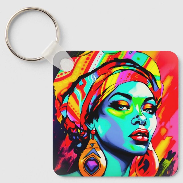 Pop Art Portrait Schlüsselanhänger (Vorderseite)