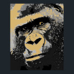 Pop Art Porträt von Gorilla Poster<br><div class="desc">Schwarz-Pop Kunst,  Dichtung und Musik Gorilla Face Nahes Aussehen Digitales Kunstwerk - Gesichter des Gorilla Poster Print - Digitale Wildtiere Fotografie Natur Kunst - Wilde Berge Primaten Gorillas - Leiter des Gorilla Poster</div>