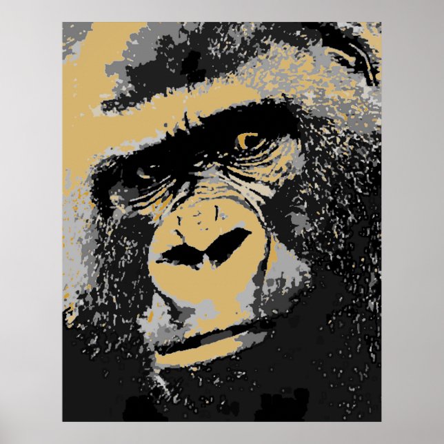 Pop Art Porträt von Gorilla Poster (Vorne)