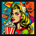 Pop Art Poster - All American Girl with PopCorn<br><div class="desc">Mit diesem Pop Art - inspiriert Poster können Sie Ihren Platz erobern.</div>