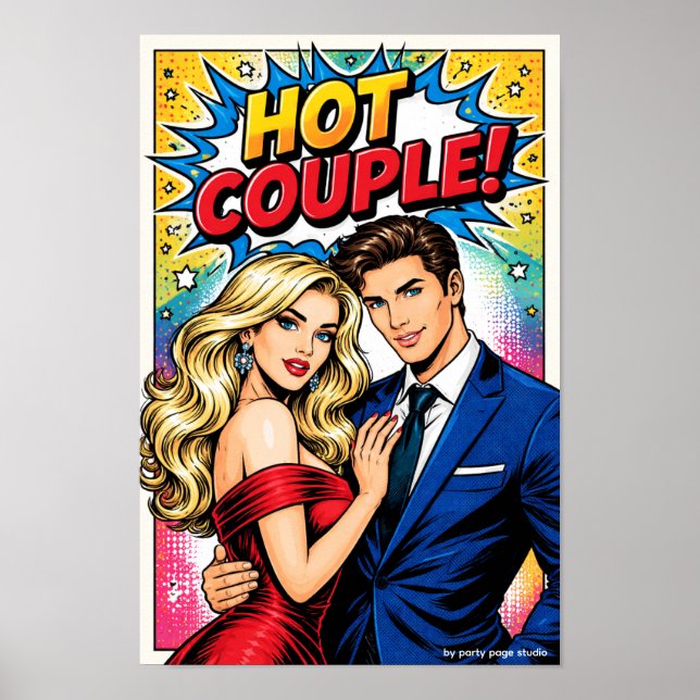 Pop Art Poster „HOT COUPLE!“ – Stylisches Paar Com (Vorne)